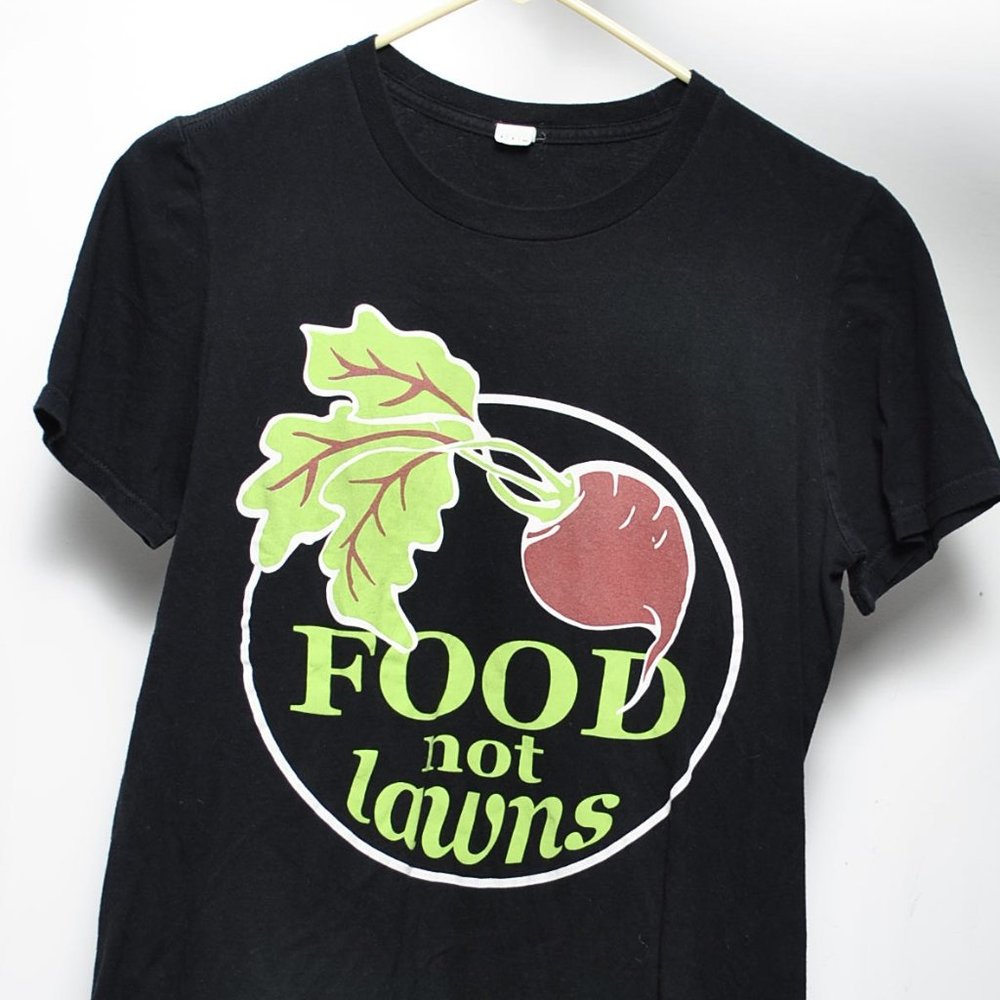 Small FOOD NOT LAWNS tee shirt